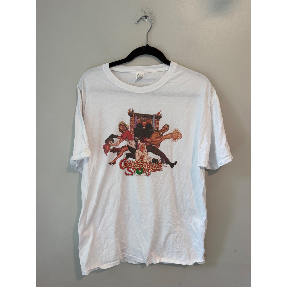A Christmas Story Movie Graphic T-Shirt White Fruit of the Loom HD Cotton Large